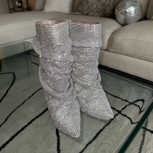Silver Rhinestone Ankle Booties - Picture 2 of 3